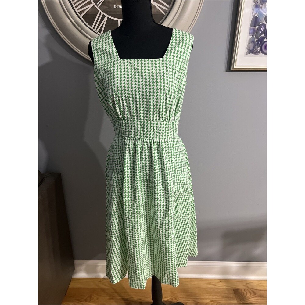 ROSEMARY LONG for New Perspective Size 10 Green Dress Sleveeless 1970's